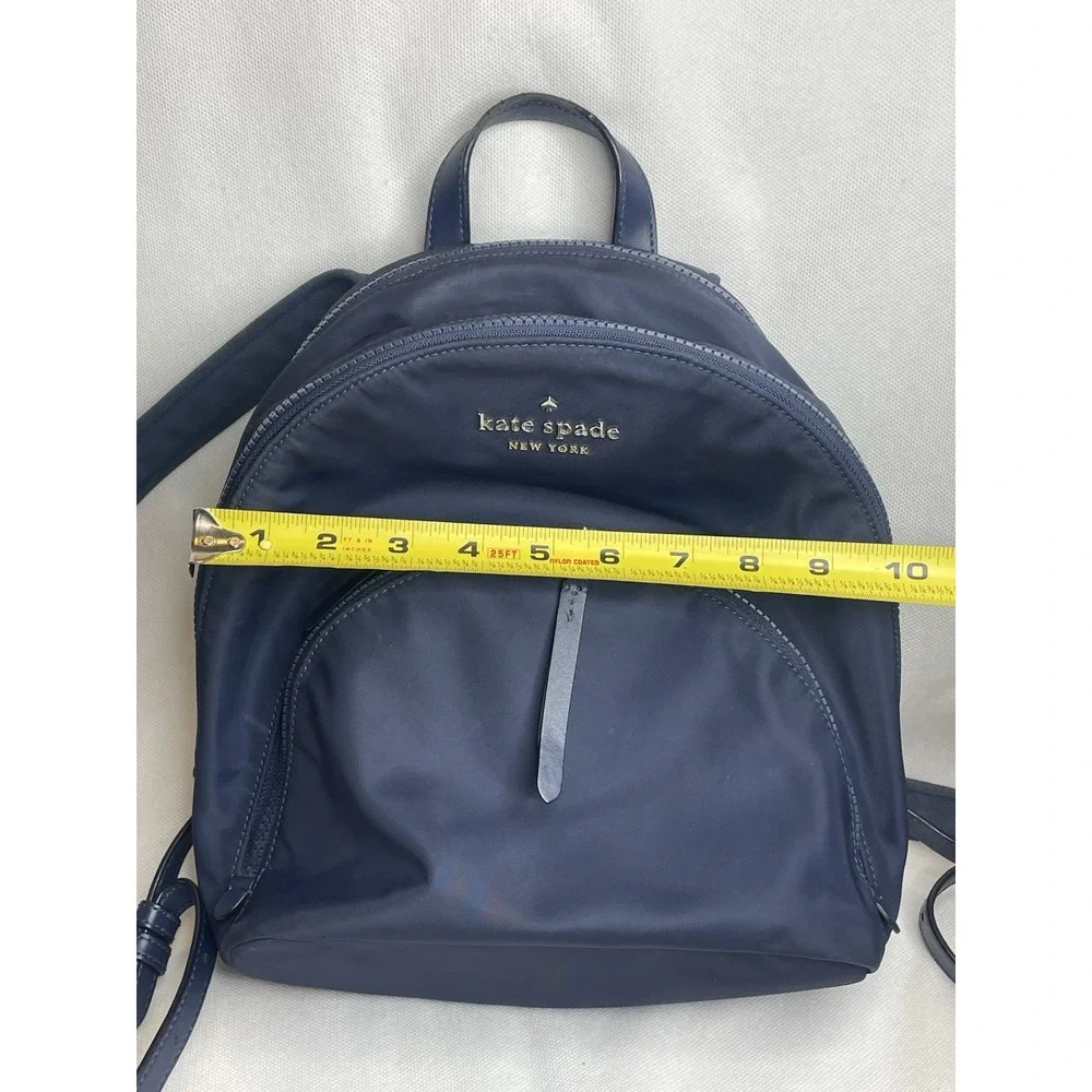 Kate Spade New York Karissa Mini Backpack Navy Blue Nightcap Leather Nylon Bag